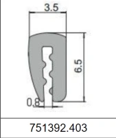 Силиконовый уплотнитель П-образный 751392.403